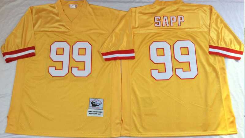Buccaneers 99 Warren Sapp Yellow M&N Throwback Jersey->nfl m&n throwback->NFL Jersey